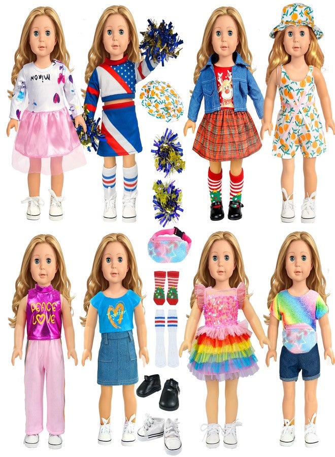 ARTST 18-inch-Doll-Clothes-Accessories ARTST 18 Doll Accessories American Doll Clothing Dress Outfit Set with Hat Shoes Socks WaistBag for Girls - Image 1